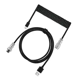 Кабель авіатор / USB Type-C / Для клавіатури / Спіральний , Чорний - мініатюра 2