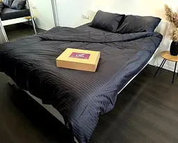 Постільна білизна LARA сатин-страйп LUX black d13182е євро - мініатюра 4