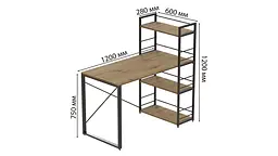 Письмовий стіл Ferrum-decor Серії Конект з етажеркою 75x120x60 чорний ДСП Дуб Артізан 16мм (FRD-104221) - мініатюра 5