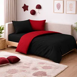 Дитяча постільна білизна MIRSON JUNIOR фланель Black/Red 200х220см (2200012803448)