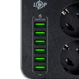 Мережевий фільтр-подовжувач LogicPower LPF24-USB6, 3x220 В-2500 Вт, 6xUSB-3,4 А - мініатюра 4