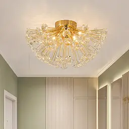 Золота стельова люстра-напівсфера з прозорим скляним декором Artlight 21623-420GD