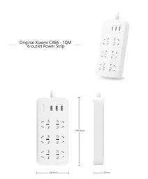 Мережевий фільтр подовжувач Xiaomi 6 розеток + 3 юсб порта 1.8 m Mi Power Strip - мініатюра 5