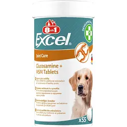 Вітаміни для цуценят та дорослих собак 8in1 Excel Glucosamine + MSM для суглобів Глюкозамін та ЧСЧ 55 шт (661831)