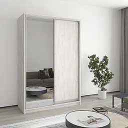 Шафа-купе дводверна MebelStar Стандарт AL ДСП/Дзеркало 140x45x210 см Аляска сірий (MBS-2400)