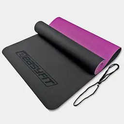 Килимок для йоги та фітнесу EasyFit TPE+TC 6мм двошаровий чорний-фіолетовий (EF-1924-BV)