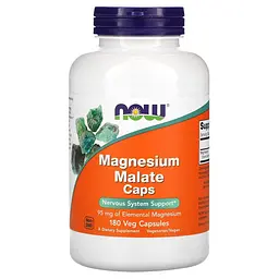 Вітаміни та мінерали NOW Magnesium Malate, 180 вегакапсул