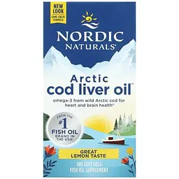 Риб'ячий жир з печінки тріски Nordic Naturals Arctic Cod Liver Oil Арктичний 180 капсул смак лимона (NOR-57885) - мініатюра 2