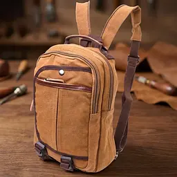 Зручний рюкзак з текстилю 21257 Vintage коричневий - мініатюра 1