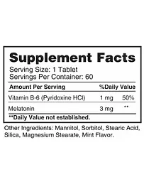 Мелатонін Earths Creation Melatonin 3 mg with B-6 60 шт. (1091-817 497) - мініатюра 2