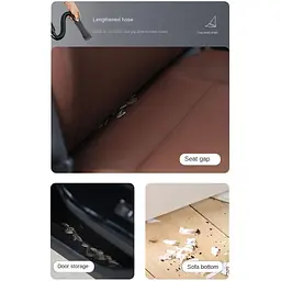 Автомобільний пилосос Grikey 2 дротовий для сухого/вологого прибирання з 2 насадками 8кПа 120W Чорний (GK602) - мініатюра 6