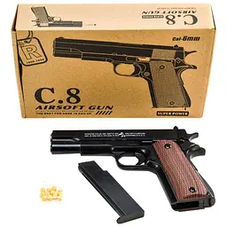 Іграшковий пістолет для страйкболу Airsoft Gun C.8 реалістична ігрова модель Чорний