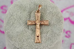 Крестик Xuping Jewelry с расширенными краями и тесненным распятием 3 см золотистый - миниатюра 2