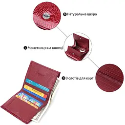 Компактний гаманець для жінок з натуральної шкіри лакованої ST Leather 22687 червоний - мініатюра 7