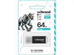 Флешка Wibrand 64 GB Cougar Black USB 2.0 (WI2.0/CU64P1B) - мініатюра 2
