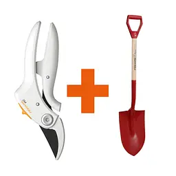 Набір Fiskars: Секатор площинний White P57 + Лопата садова штикова Classic FSC
