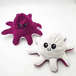 М'яка іграшка Восьминіг перевертень двосторонній веселий сумний Mood Octopus 25 см UKC бордово/білий