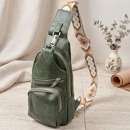 Трендова жіноча слінг сумка через плече з екошкіри Vintage 22755 зелена