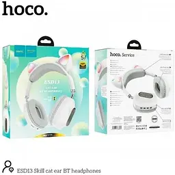 Навушники бездротові Hoco ESD13 Skill Cat Ear BT з вушками кота білі 6931474788030 - мініатюра 2