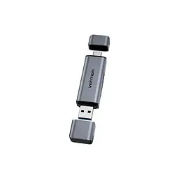 Зчитувач флеш-карт Vention USB 3.0 AM/USB-C to SD+TF Gray Dual Drive Letter Aluminum Alloy (CLLH0) - мініатюра 2