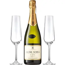 Вино ігристе Jaume Serra Cava Brut, біле, брют, DO, 11,5%, 0,75 л + 2 келихи (29908)