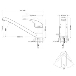 Змішувач для кухні RJ Baron бежевий RBZ014-6G - мініатюра 2