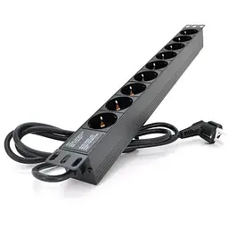 Силовий блок 19" 9 розеток, кабель 1.8м, алюм. корпус Pipo (PP9PDUGR)