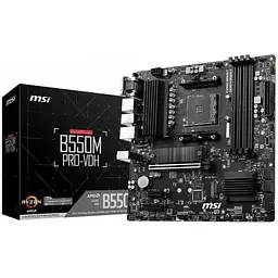 Материнська плата MSI AM4 (B550) B550M PRO-VDH, B550, 4xDDR4, Int.Video(CPU), 4xSATA3, 2xM.2, 1xPCI-E 16x 4.0, 2xPCI-E 1x 3.0, ALC892, RTL8111HN, 7xUSB3.2/6xUSB2.0, VGA/HDMI/DP, MicroATX - мініатюра 2