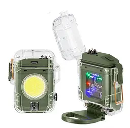 Багатофункціональний ліхтар D52-2 COB Green з Li-Ion акумулятором, індикацією заряду, запальничкою та ЗУ Type-C (46807-D52-2-COB GREEN_226) - мініатюра 3