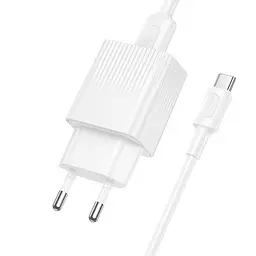 Сітчастий зарядний пристрій з кабелем BOROFONE BAS71A Source single-port charger set(Type-C) білий - мініатюра 3