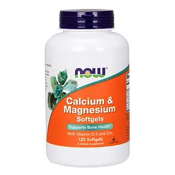 Вітаміни та мінерали NOW Calcium & Magnesium Softgels, 120 капсул