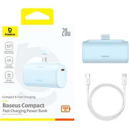 Зовнішній акумулятор Baseus Compact Type-C Edition 5000mAh 20W Blue [P10068306313-00] [132862] - мініатюра 6