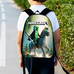 Рюкзак дитячий майнкрафт крипер на коні "Minecraft" 34х27см, міський ранець для хлопчика (00530)
