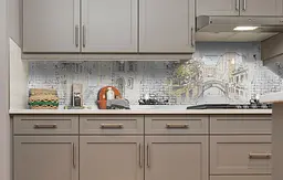 Кухонний фартух Фрески Цегла вінілова наклейка для кухні Архітектура Сірий 60х200 см Happy Pocket Z181320 - мініатюра 6