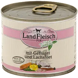 Консерви для собак LandFleisch Adult Dog mit Geflugel und Lachsfilet (птах, лосось) 195 г