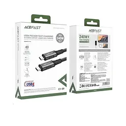 Кабель ACEFAST C1-09 USB-C - USB-C із алюмінієвого сплаву для передачі аудіо/відео повнофункціонального кабелю даних, чорний C1-09 - мініатюра 2