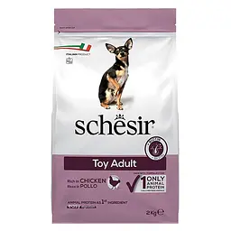 Сухий монопротеїновий корм Schesir Dog Toy Adult Chicken Шезір Той для дорослих собак міні порід з куркою 2 кг (ШСВТК2)