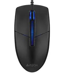 Миша A4Tech N-530 чорна, USB, оптична, синє підсвічування, 1200 dpi, 3 кнопки, 1.5 м