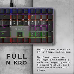 Клавіатура GamePro Red Swich Low Profile USB Dark Gray дротова (MK145R) - мініатюра 6