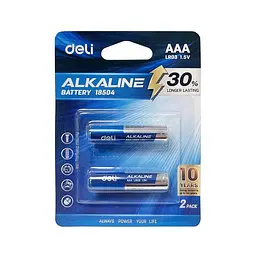 Батарейки Deli E18504 AAA/LR03 алкаліновi, 1.5V, 2 шт.