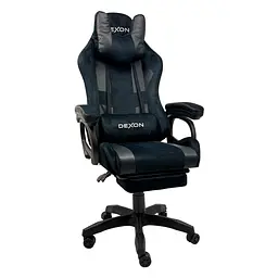 Геймерське крісло DEXON VECTOR з підставкою для ніг, велюр+екошкіра, Чорний-Чорний - мініатюра 1
