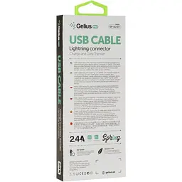 USB кабель Gelius Pro Spring Cable Lightning 1.2m 2.4 А GP-UC101 Black - мініатюра 3