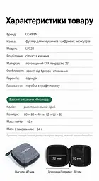 Футляр-органайзер для навушників і цифрових аксесуарів UGREEN LP128 для зберігання кабелів і зарядного пристрою кишеня з сітки на блискавці міцна блискавка з плавним ходом захист від стискання захист від ударів захист від бризок стійкість до подряпин м'які внутрішні шари сірий (70577) - мініатюра 4
