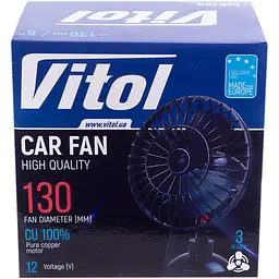Вентилятор автомобільний Vitol на присосці з фіксатором 5" ВН.12.531, 12 В (HF-333) - мініатюра 2
