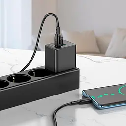Зарядний пристрій - Адаптер мережевий Borofone BAS14A Erudite charger 2 виходи 1USB + 1Type-C 20W чорний - мініатюра 8