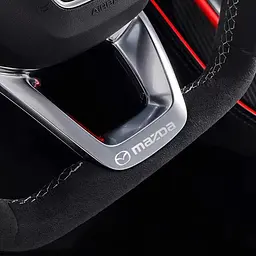 Наклейка з логотипом Mazda метал, на клейкій стрічці 45 x 9 мм 1 шт (універсальна) - мініатюра 3