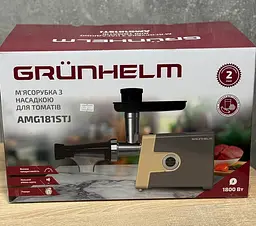 Електрична м'ясорубка Grunhelm AMG181STJ насадка для томатів та ковбас 1800 Вт - мініатюра 3