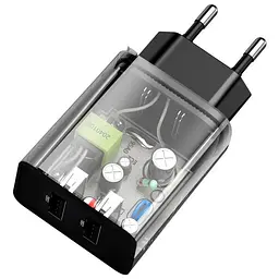 Мережевий зарядний пристрій Baseus Speed Xiaomini 2USB 2.1A + Cable Lightning TZCCFS-R01 Black - мініатюра 3