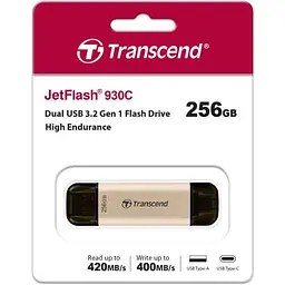 USB флеш накопичувач Transcend 256GB JetFlash 930 Gold-Black USB 3.2/Type-C (TS256GJF930C) - мініатюра 8