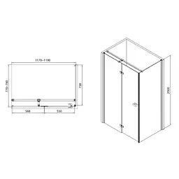 Душова кабіна Volle Libra 120x80 (без піддону) реверсивна 10-22-908glass - мініатюра 7